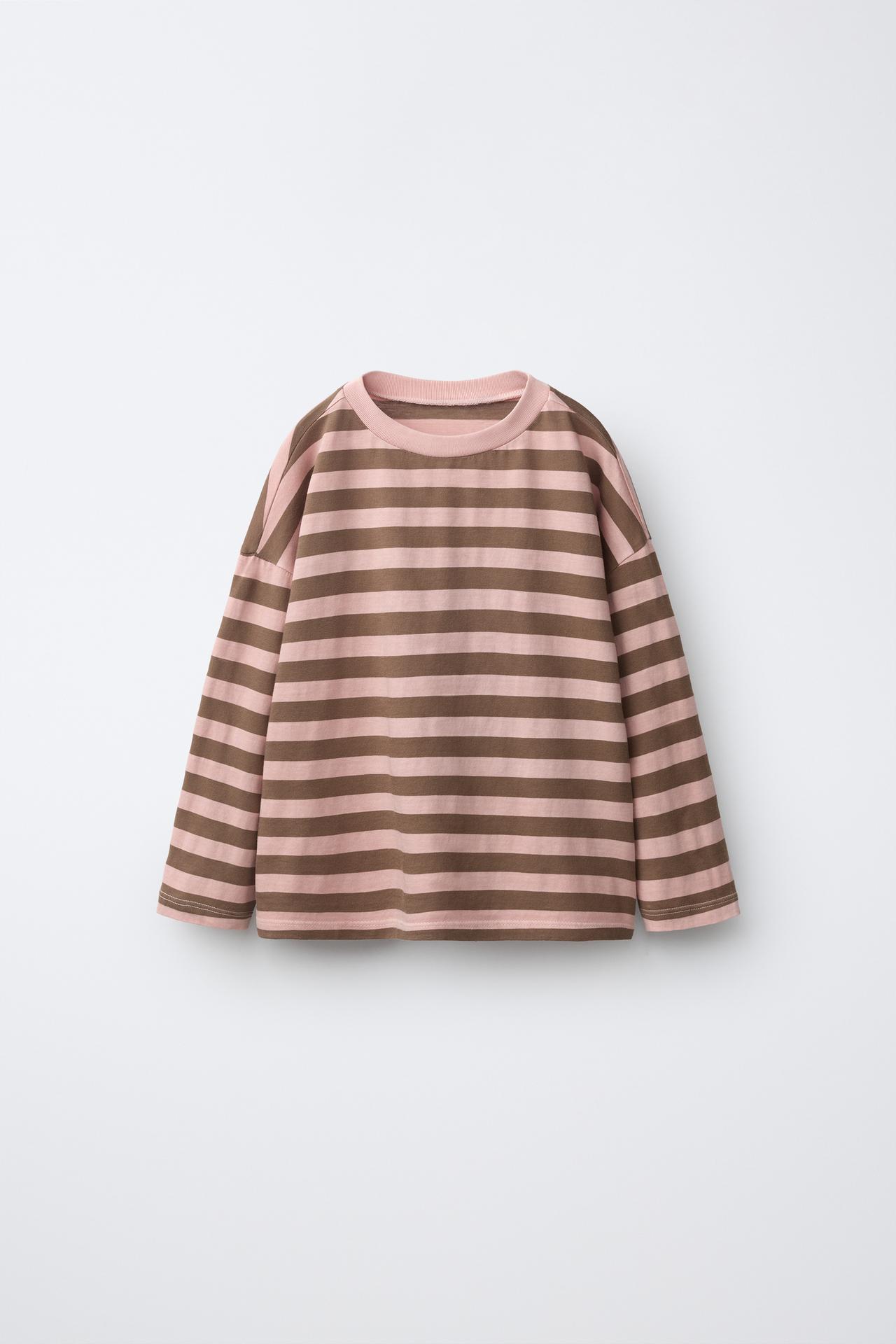 STRIPED PRINT T-SHIRT — Pale pink