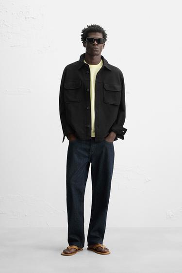 COMFORT TEXTURED OVERSHIRT - Black by Zara