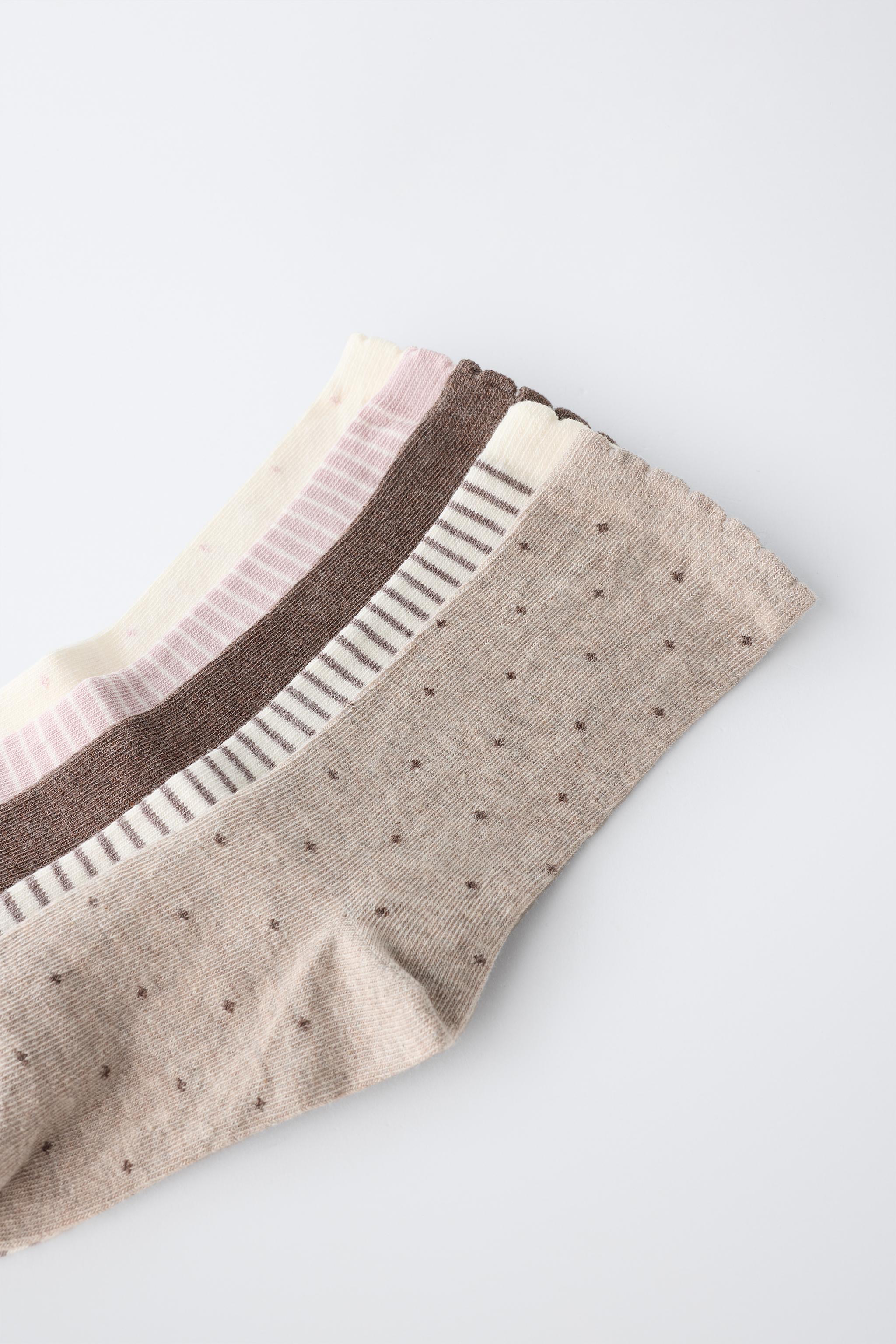 FIVE-PACK OF STRIPED AND POLKA DOT KNEE SOCKS