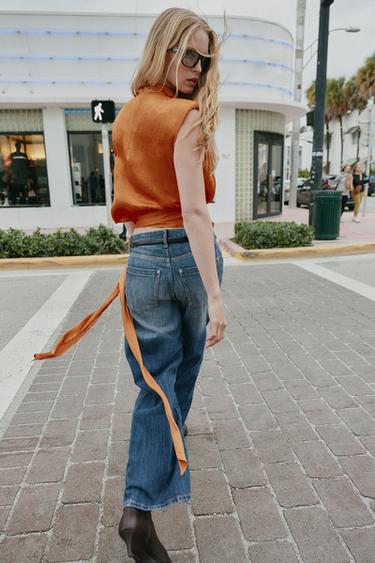 SATIN TOP WITH BOW - Burnt orange by Zara - Image 6