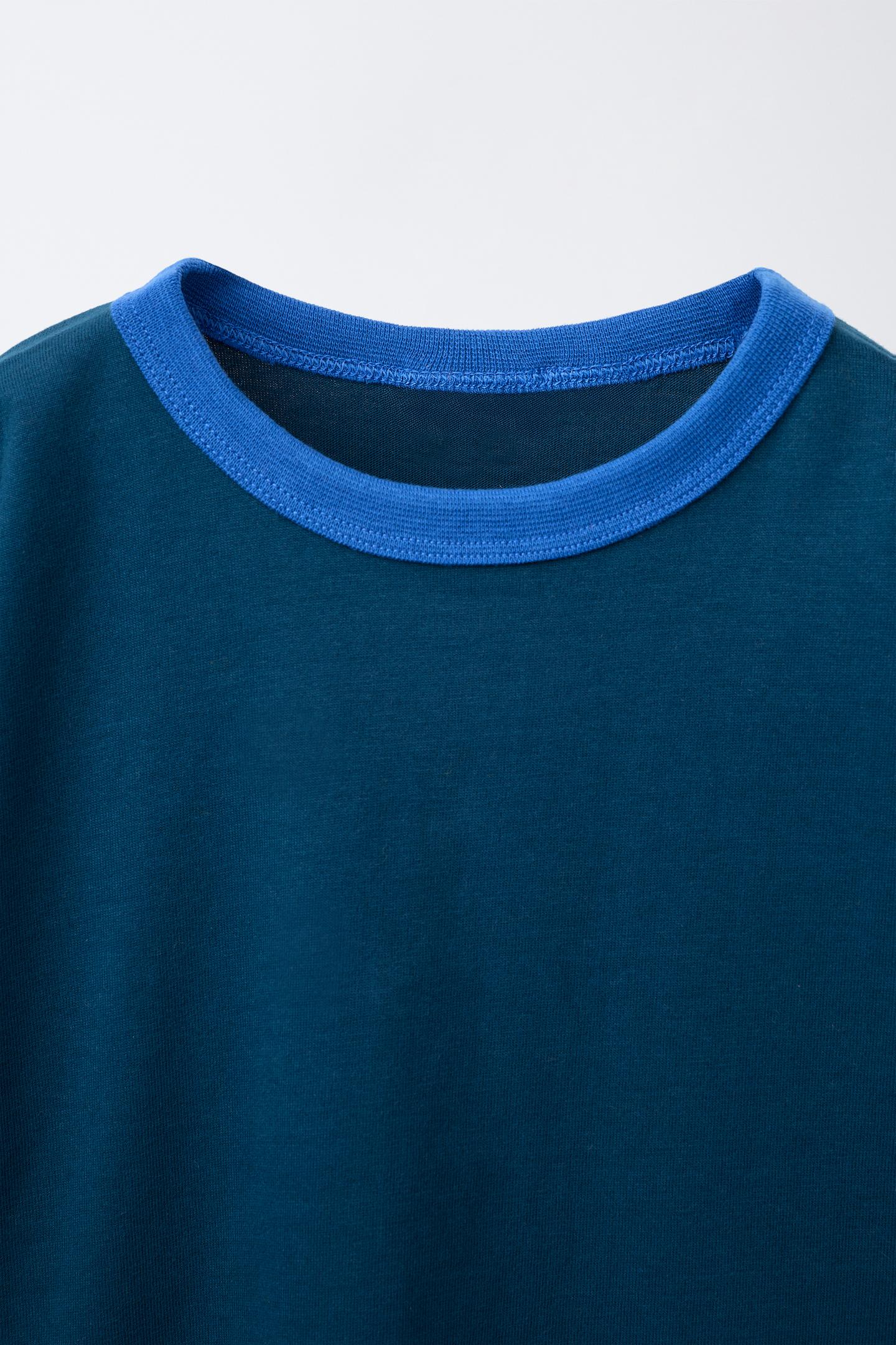 Детская футболка Zara Contrast Piping, цвет: Синий — фото 3