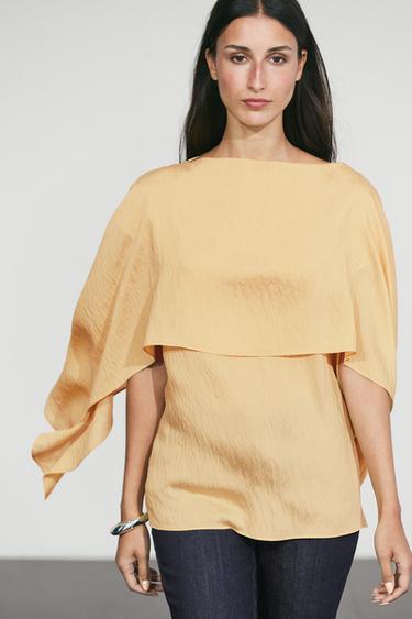 Flowing cape-style blouse — yellow 2