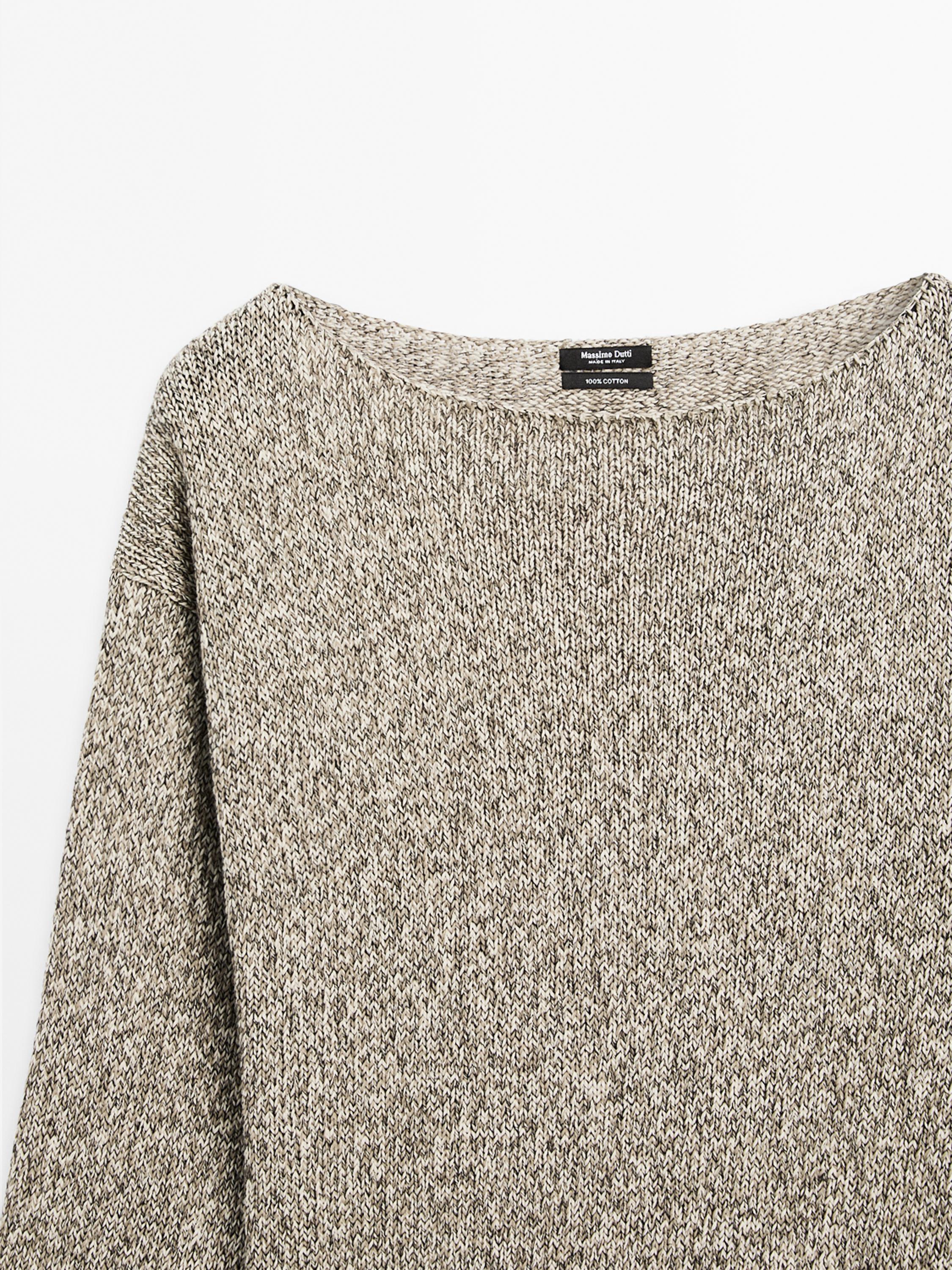 Pull en maille moulinée à col bateau