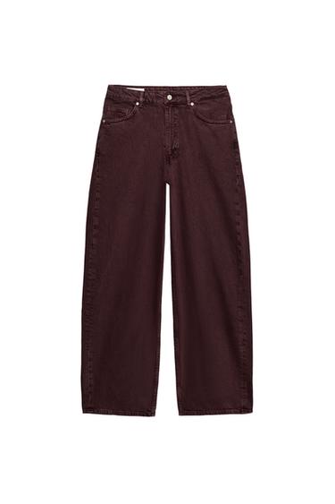 JEANS TRF TIRO MEDIO - Burgundy de Zara