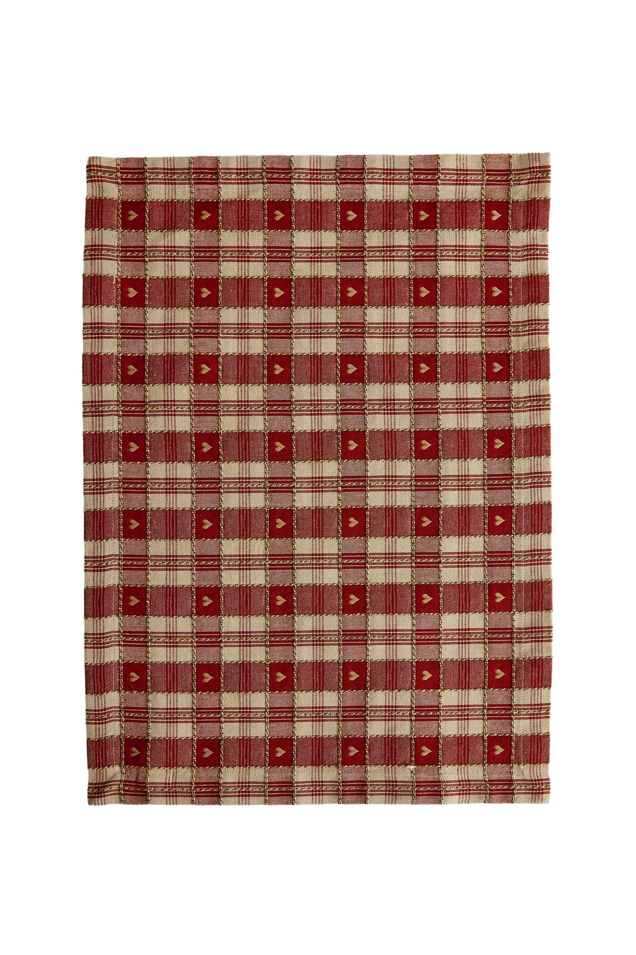 CHRISTMAS CHECK AND HEART COTTON PLACEMAT (PACK OF 2)