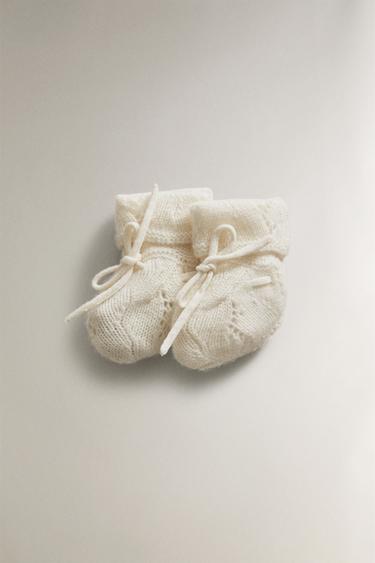 SAPATINHOS BEBÉ CAXEMIRA - Branco-marfim da Zara - Imagem 0