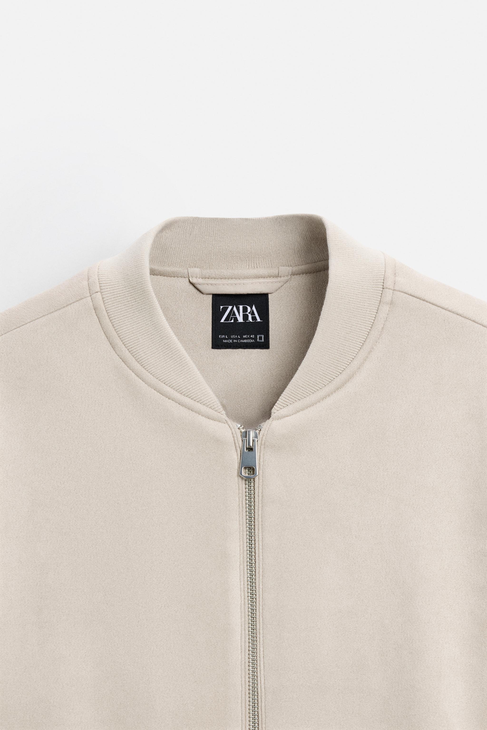 FAUX SUEDE BOMBER JACKET - Stone | ZARA United States