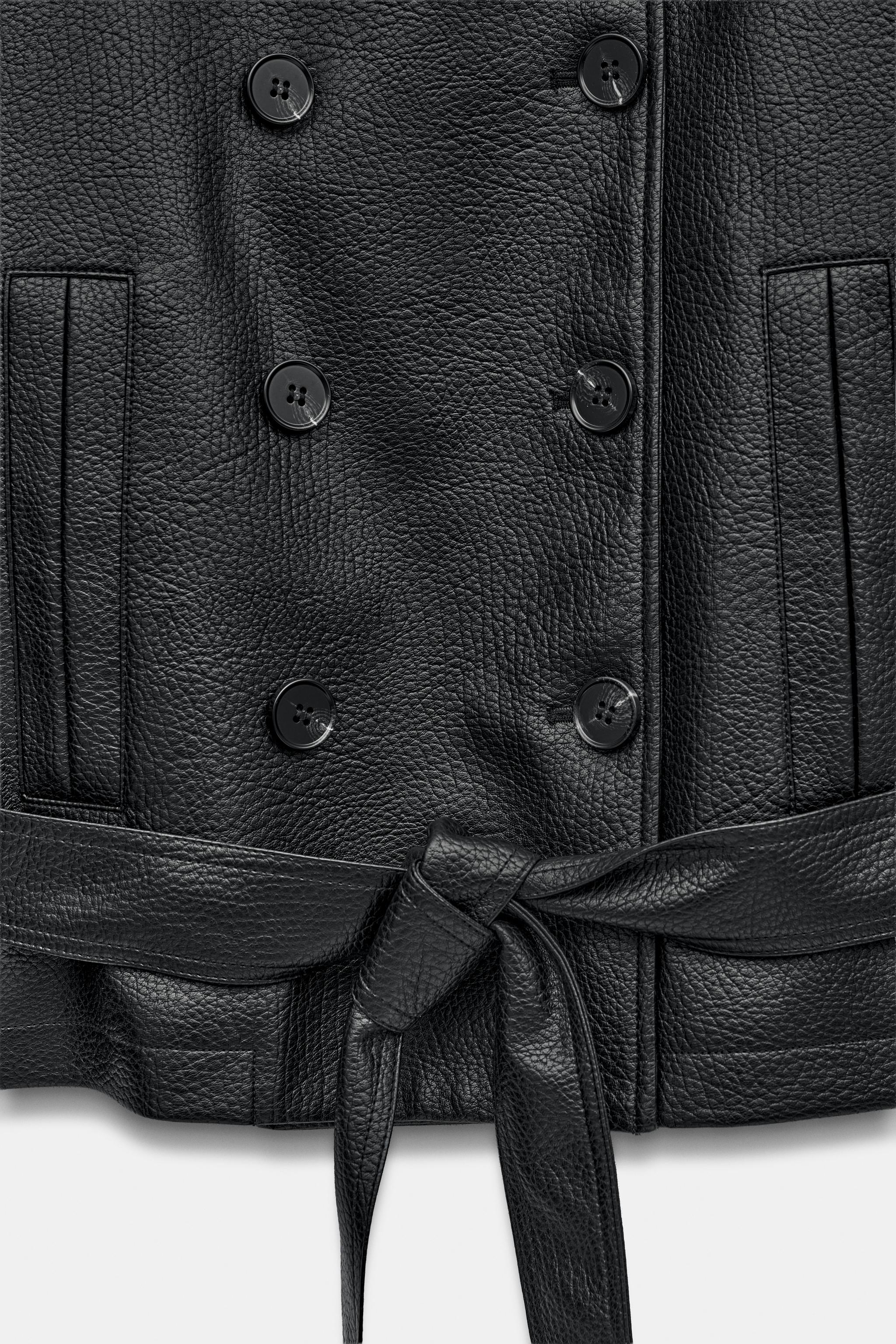 FAUX LEATHER BELTED JACKET