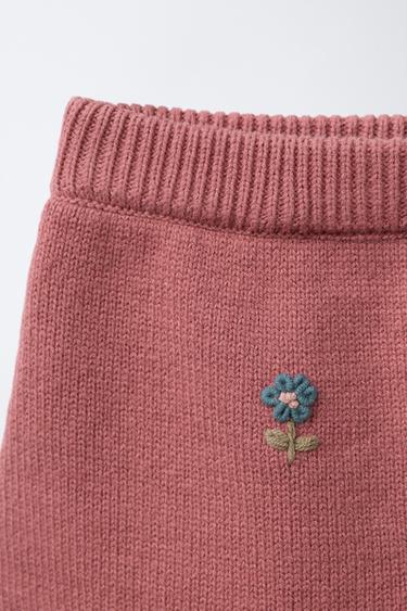 KNITTED SKIRT WITH FLORAL EMBROIDERY - Mid-pink by Zara - Image 2