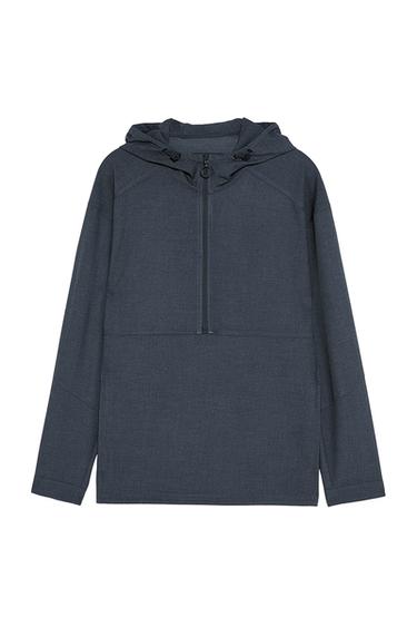 TEXTURED WEAVE HEATHERED PARKA WITH POUCH POCKET