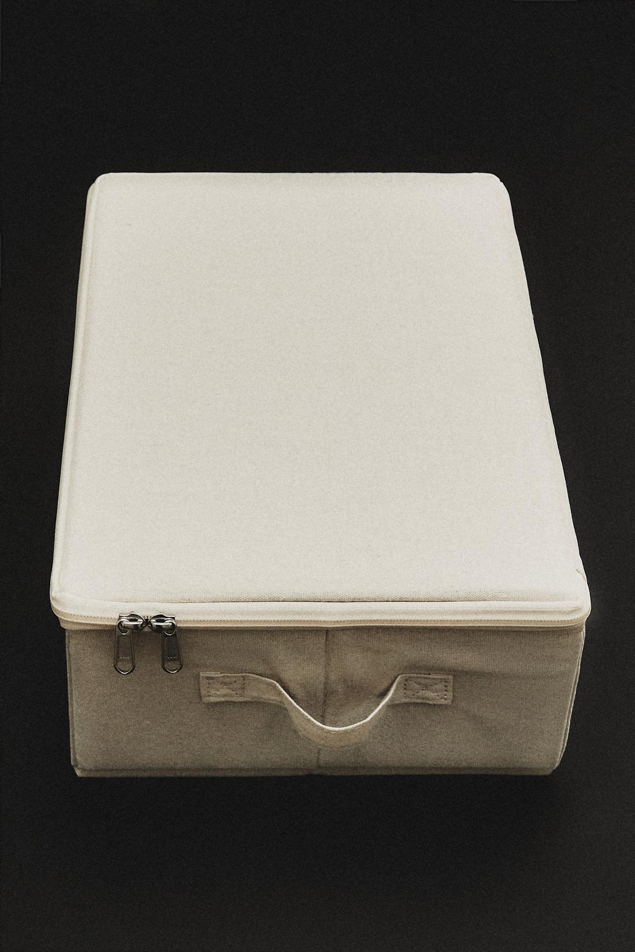FOLDABLE STORAGE BOX WITH LID — Oyster-white