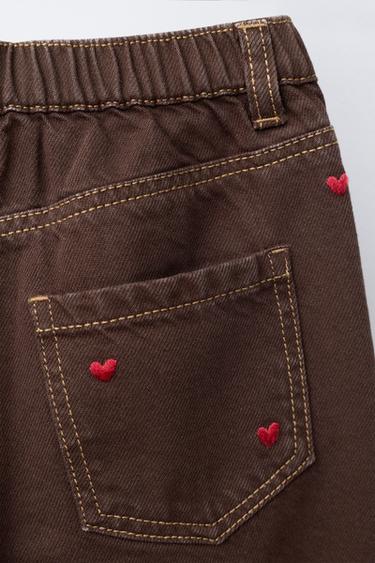 PANTALON EN SERGÉ BALLON CŒURS - Marron de Zara - Image 3