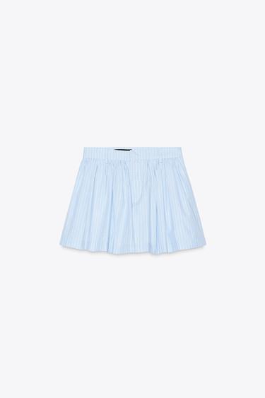 VOLUMINOUS STRIPED SKORT - Light blue by Zara