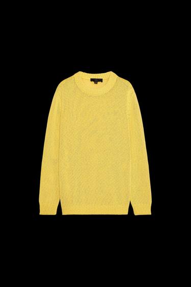 Zara RUSTIC KNIT SWEATER - Yellow - Image 0