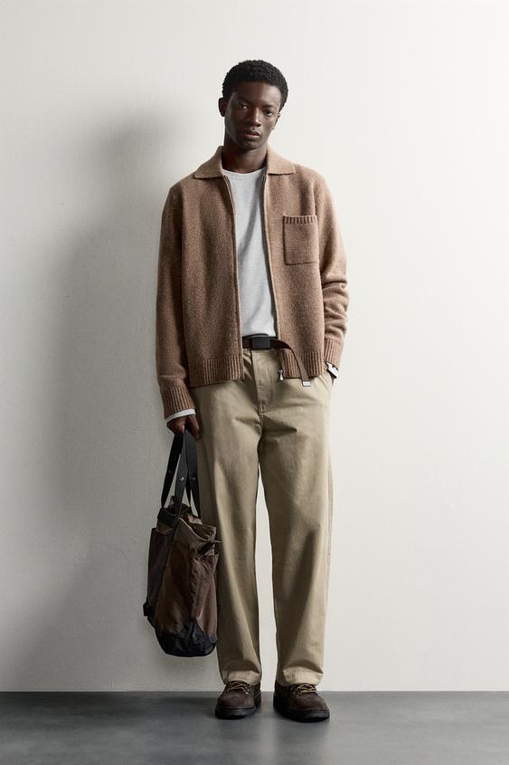 ZIP CARDIGAN - camel by Zara - Image 0