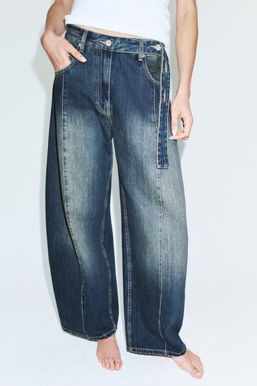 TRF OVERSIZE MID-WAIST JEANS - Navy blue by Zara - Image 3