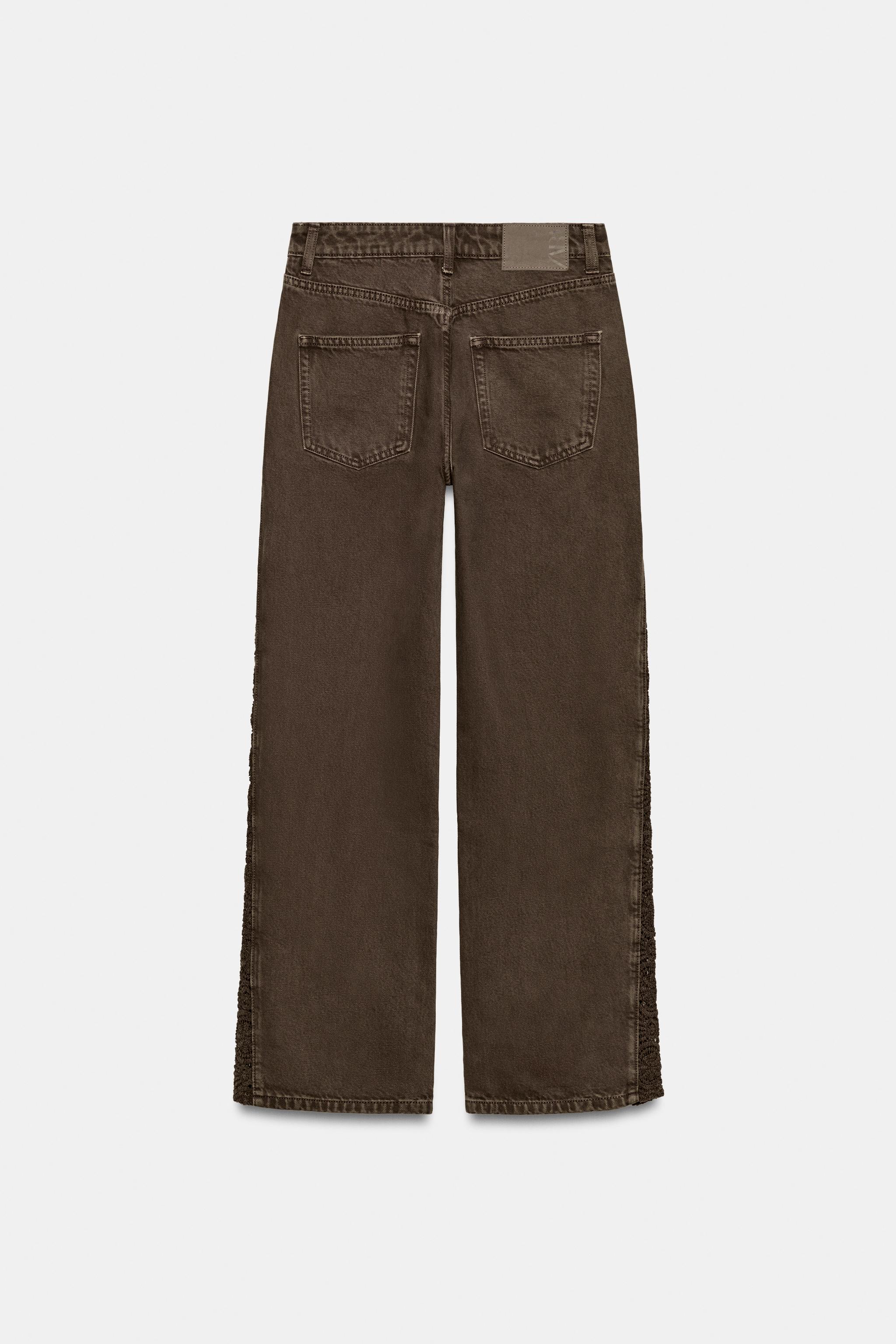 Z1975 LOOSE FIT MID-RISE CROCHET JEANS - Brown | ZARA United States