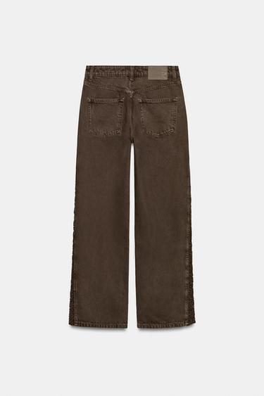 Z1975 LOOSE-FIT MID-WAIST JEANS WITH CROCHET - Brown by Zara - Image 7