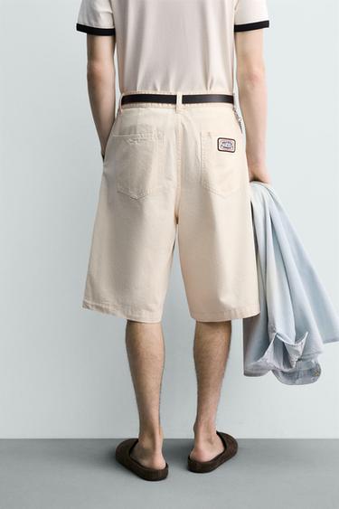 BAGGY FIT BERMUDA SHORTS WITH PATCHES - Beige by Zara - Image 2