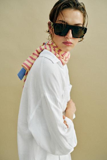 CHEMISE FLUIDE AVEC LIN - Blanc de Zara - Image 2
