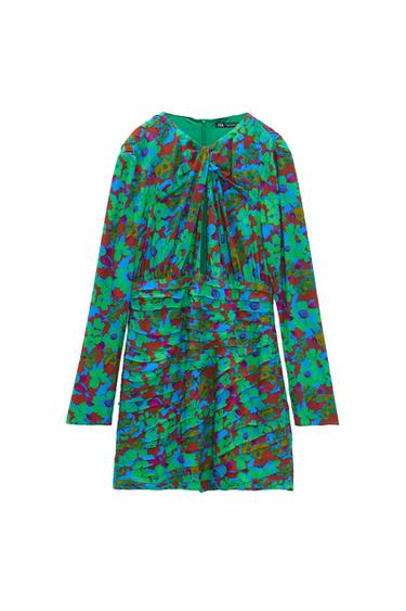 FLORAL PRINT DRAPED DRESS