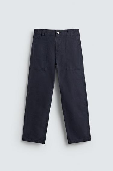 PANTALÓN STRAIGHT FIT LAVADO - Marino de Zara