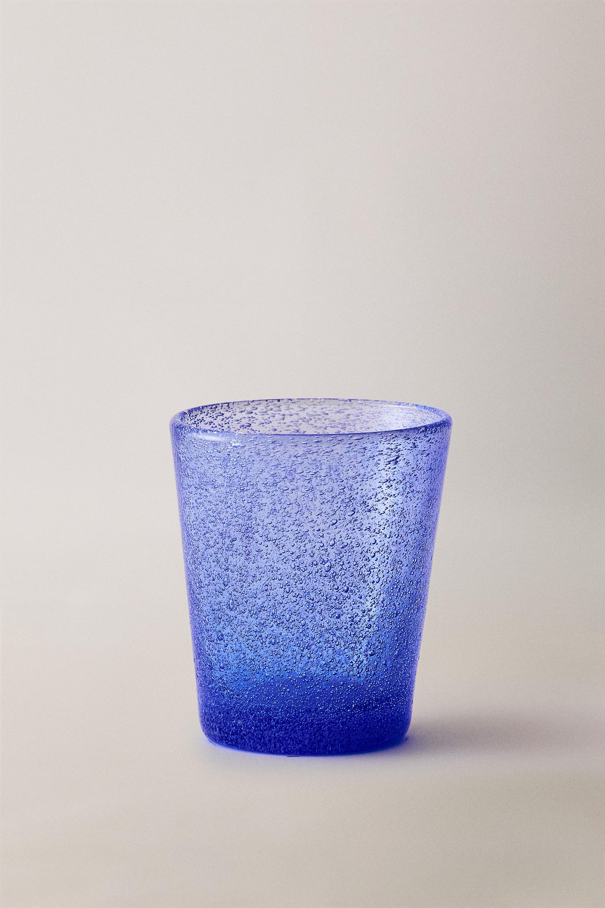 BUBBLE GLASSWARE TUMBLER — Blue