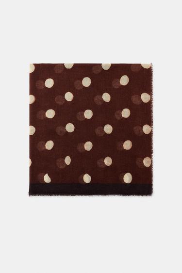 PAÑUELO ESTAMPADO LUNARES - Marrón de Zara
