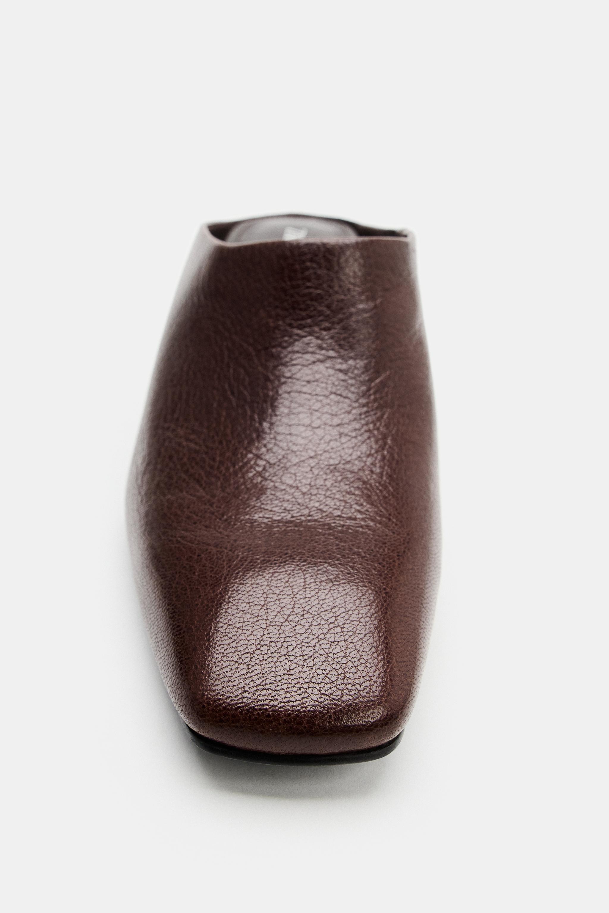 Женские сабо Zara LEATHER WEDGE MULES — фото 3