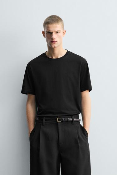 T-SHIRT MERCERISÉ MANCHES COURTES LIMITED EDITION - Noir de Zara