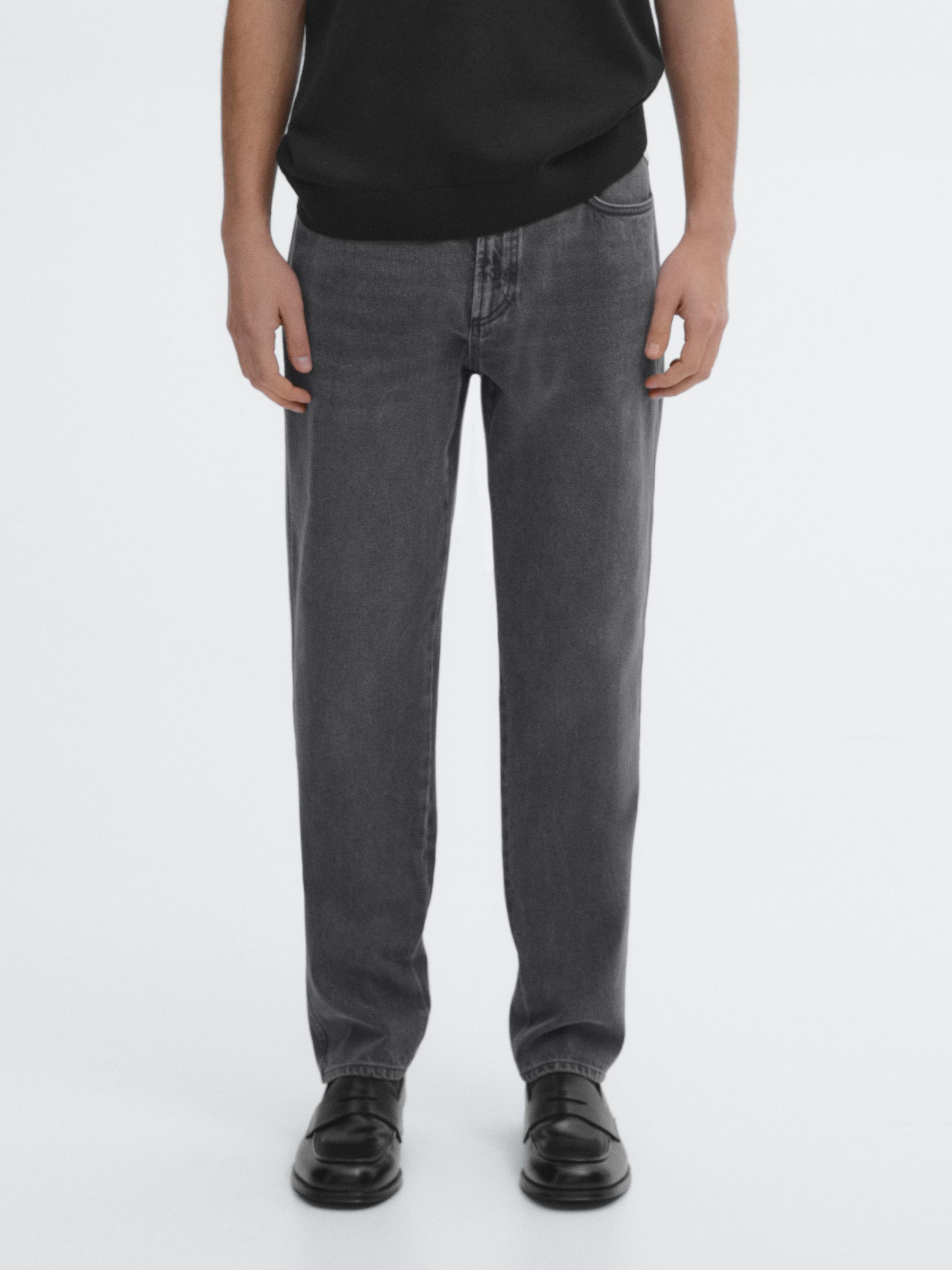 100% cotton tapered fit jeans - Anthracite Gray | ZARA
