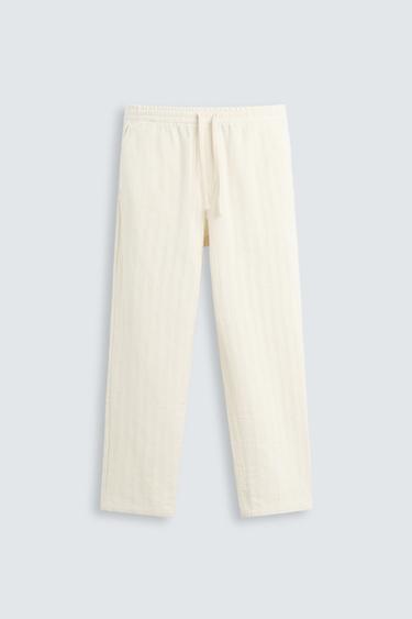PANTALÓN JACQUARD RAYAS - Crudo de Zara