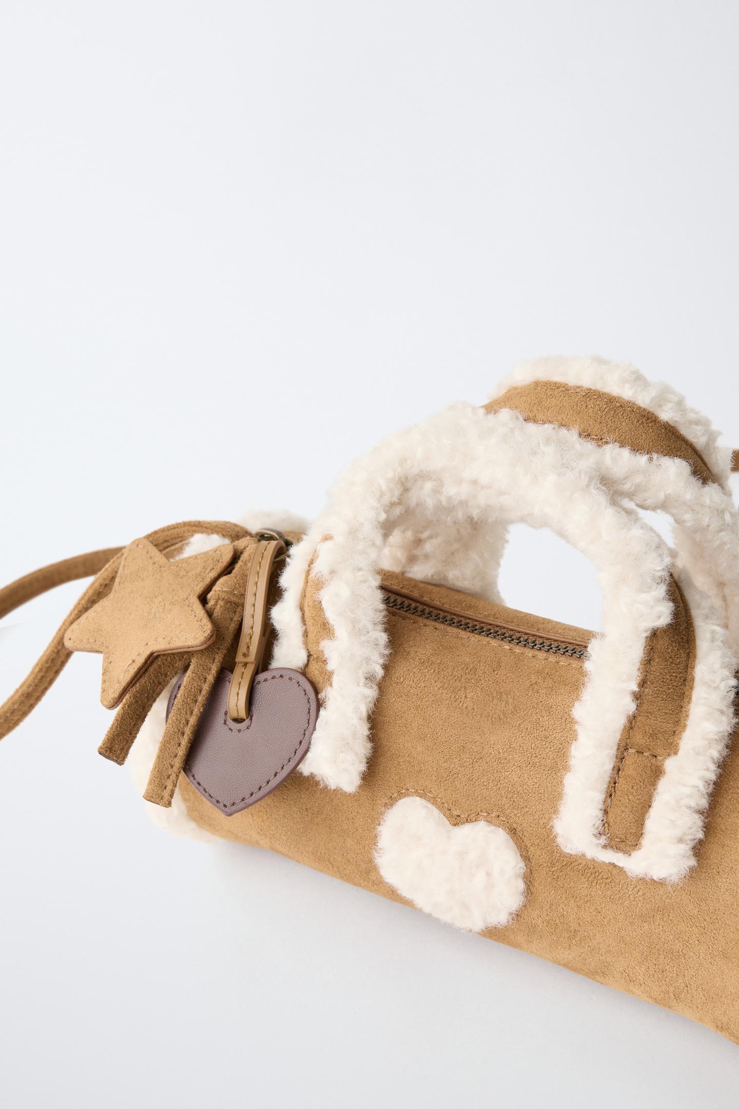 Детская сумка Zara Shearling Bag with Charms, цвет: Коричневый — фото 3