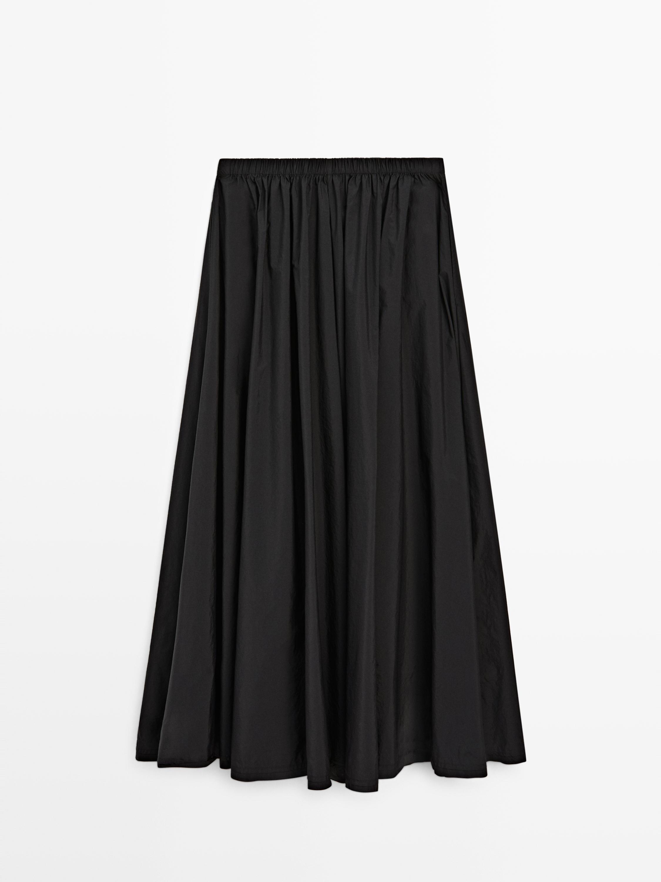 Technical fabric midi skirt - Black | ZARA United States