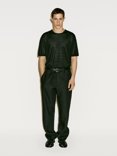 Zara Silk blend knit T-shirt - Limited Edition - Black - Image 0
