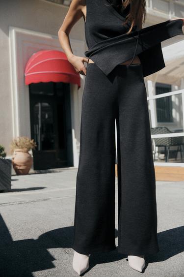 WEITE SOFT-PIQUÉ-HOSE - Anthrazitgrau von Zara