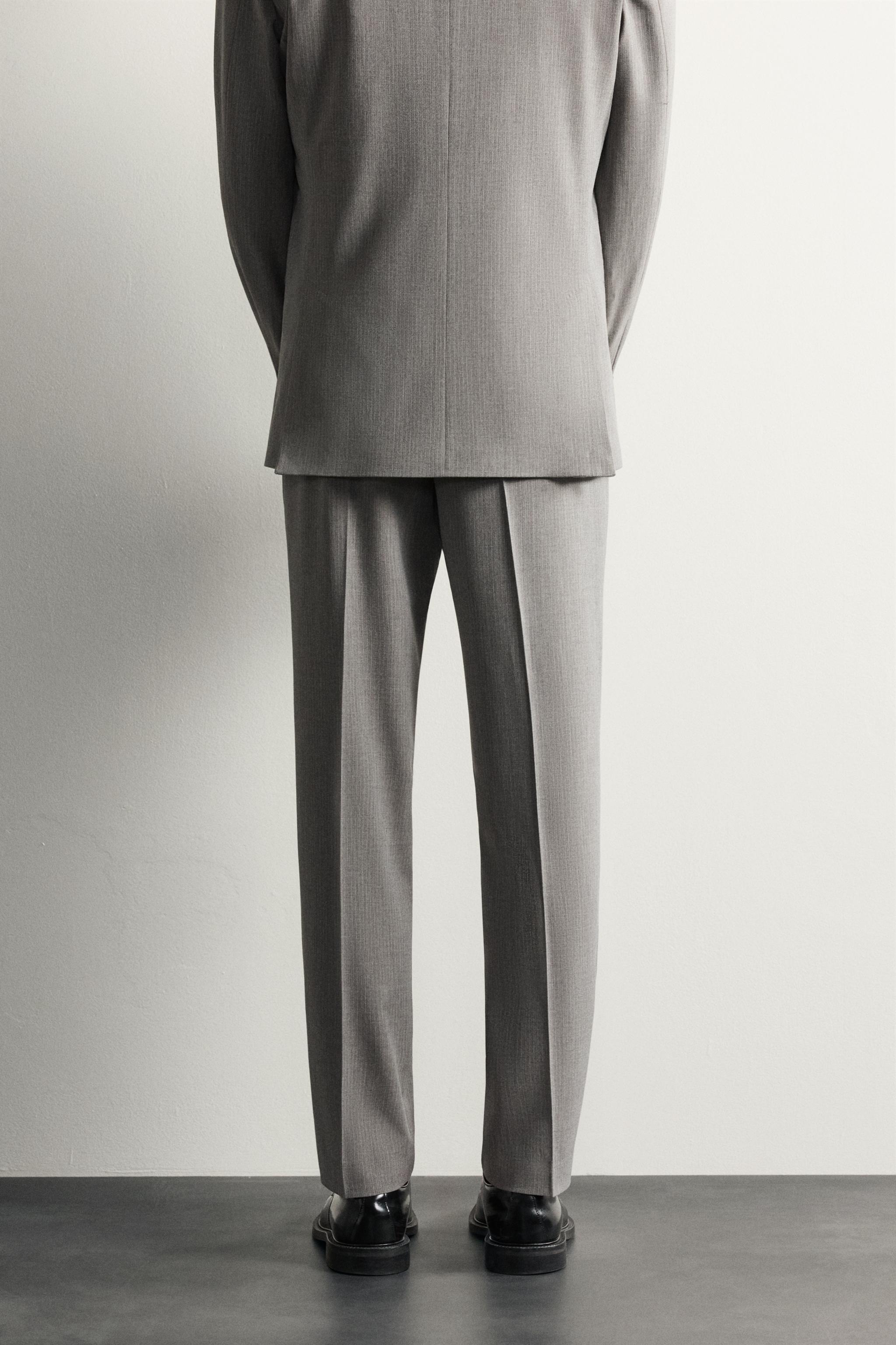STRIPED REGULAR FIT SUIT PANTS - Gray marl | ZARA United States