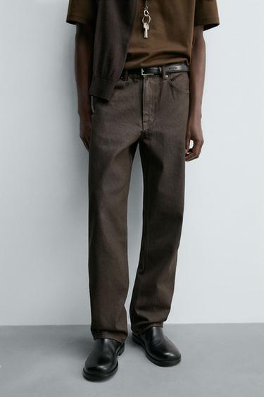 JEAN STRAIGHT FIT FINI CIRÉ - Chocolat de Zara