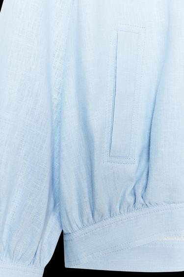 BOMBERJACKE MIT LEINEN - Hellblau von Zara