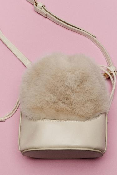 BOURSE EFFET FOURRURE - Blanc écru de Zara