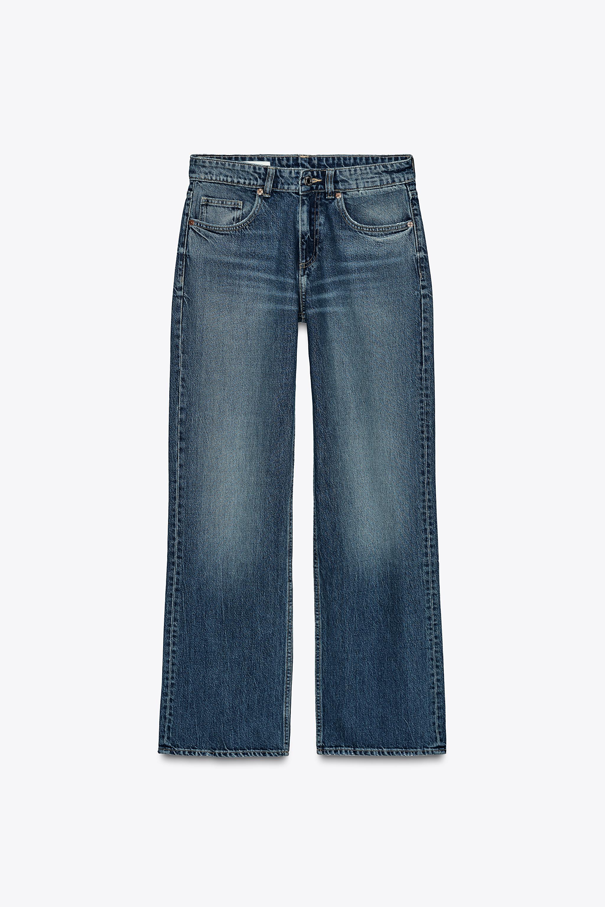 TRF WIDE-LEG MID-RISE FULL LENGTH JEANS - Navy blue | ZARA Australia