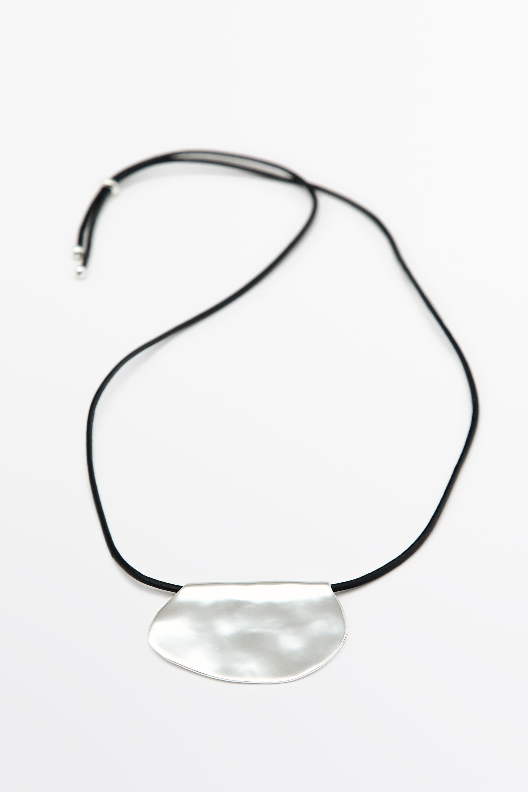 Long dumpling-piece necklace — Silver