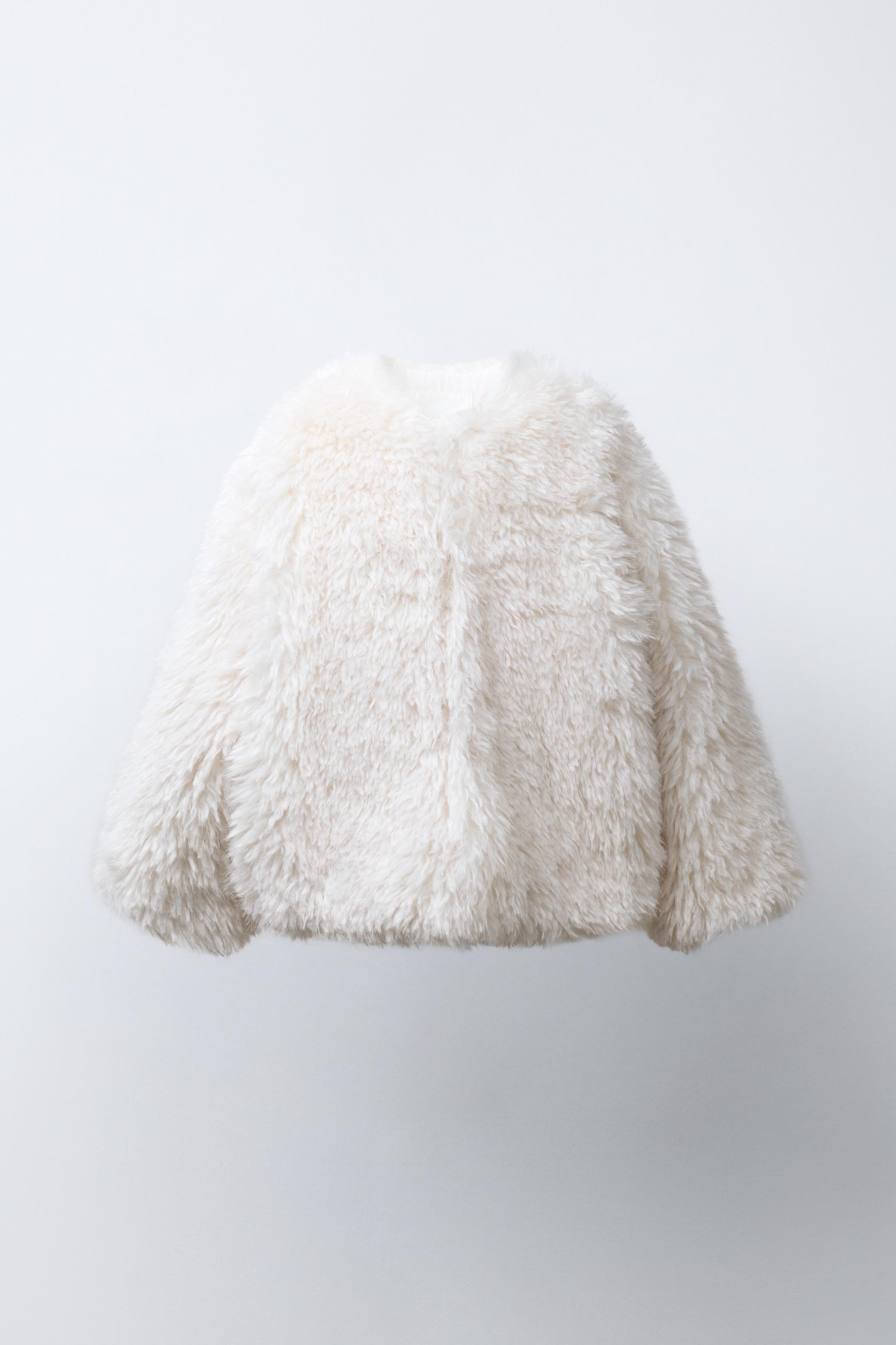 FAUX FUR JACKET White ZARA UAE Dubai/Sharjah/Ajman/UAQ/Fujairah