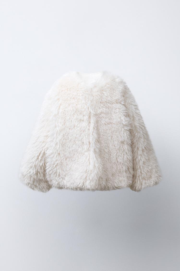 FAUX FUR JACKET White ZARA UAE Dubai/Sharjah/Ajman/UAQ/Fujairah