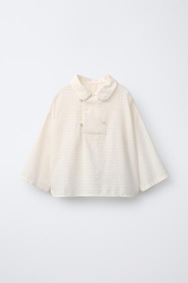 Zara TEXTURED WRAP SHIRT - Oyster-white - Image 0