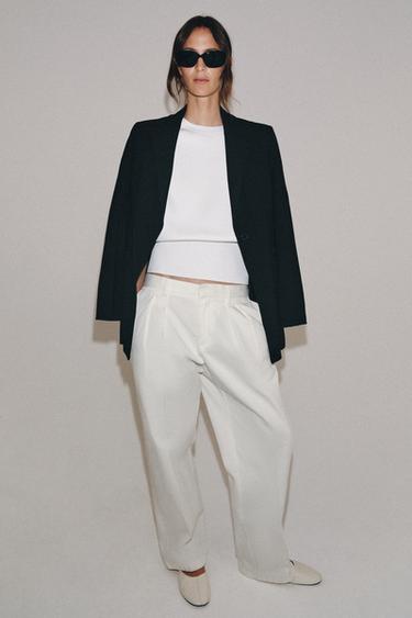 KNIT TOP WITH SHOULDER PADS - White by Zara