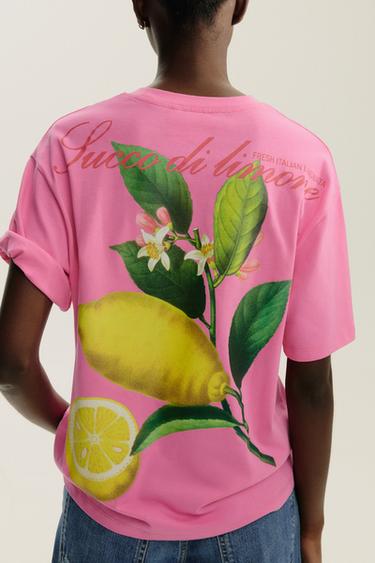 T-SHIRT IMPRIMÉ CITRONS - Fuchsia de Zara - Image 3