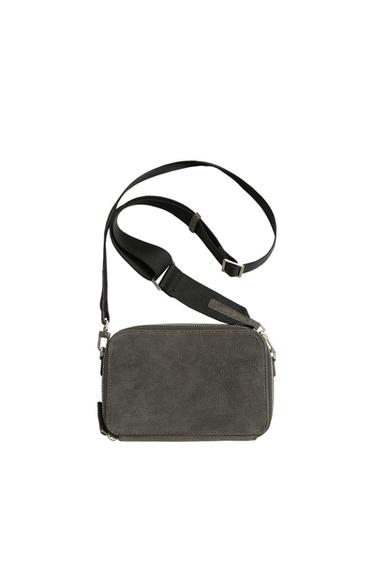 ШКІРЯНА СУМКА ЧЕРЕЗ ПЛЕЧЕ - Сірий Zara