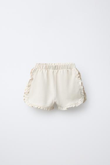 RUFFLED BERMUDA SHORTS - Ecru by Zara