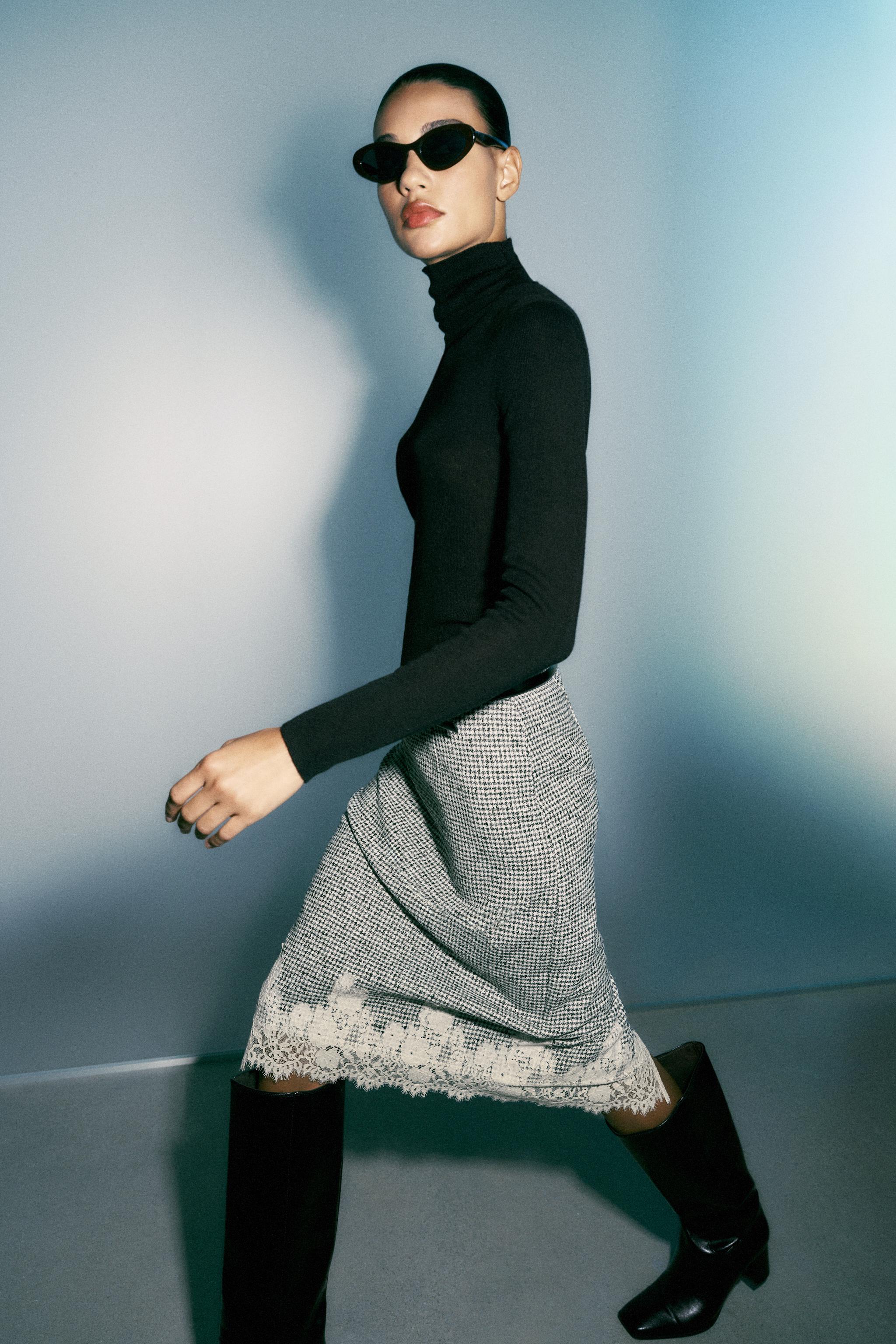 COMBINED LACE MIDI SKIRT